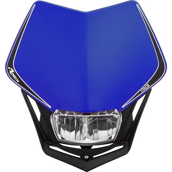 Osvětlení pro motocykl Univerzální LED přední maska RTECH V-FACE FULL LED MODRÁ/ČERNÁ (nejvýkonnější univerzální homologovaná LED přední maska od RTECH)