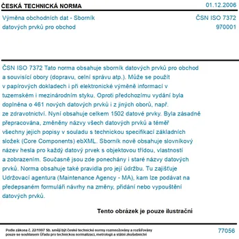 ČSN ISO 7372 - Výměna obchodních dat - Sborník datových prvků pro obchod - Tisk
