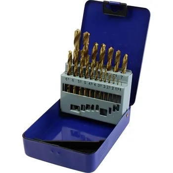 Příslušenství k vrtačce Condor vrtáky spirálové broušené HSS-TiN, průměr 1,0 - 10,0 mm, sada 19 dílů - 100-03870