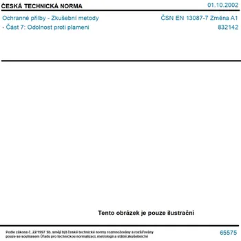 ČSN EN 13087-7 Změna A1 - Ochranné přilby - Zkušební metody - Část 7: Odolnost proti plameni - Tisk
