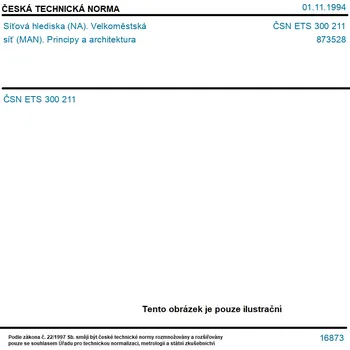 ČSN ETS 300 211 - Síťová hlediska (NA). Velkoměstská síť (MAN). Principy a architektura - Tisk