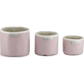 Úložný box TROJPYTLÍK, mušelínový úložný koš, set 3 kusů, pudrový