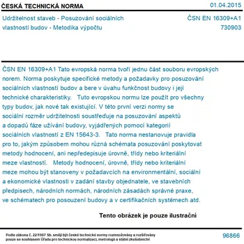 ČSN EN 16309+A1 - Udržitelnost staveb - Posuzování sociálních vlastností budov - Metodika výpočtu - Tisk
