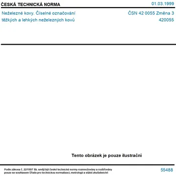 ČSN 42 0055 Změna 3 - Neželezné kovy. Číselné označování těžkých a lehkých neželezných kovů - Tisk