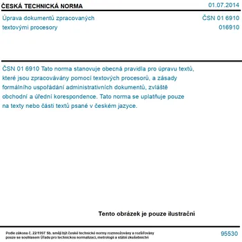 ČSN 01 6910 - Úprava dokumentů zpracovaných textovými procesory - Tisk