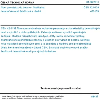 Brusný kotouč ČSN 42 0139 - Ocel pro výztuž do betonu - Svařitelná betonářská ocel žebírková a hladká - Tisk