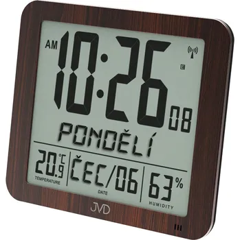 Budík Velké rádiem řízené digitální hodiny s budíkem JVD hnědé DH9335.2 (POŠTOVNÉ ZDARMA!! s češtinou!!)
