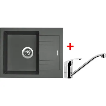 Granitový dřez Set Sinks LINEA 600 + PRONTO Barva: Šedá metalická, Označení: Titanium + Dárek