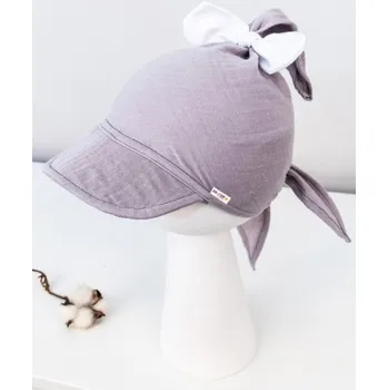 Baby Nellys Lehký mušelínový šátek s kšiltem šedý 9-36 měsíců Kojenecká čepice Baby Nellys Lehký mušelínový šátek s kšiltem šedý 9-36 měsíců