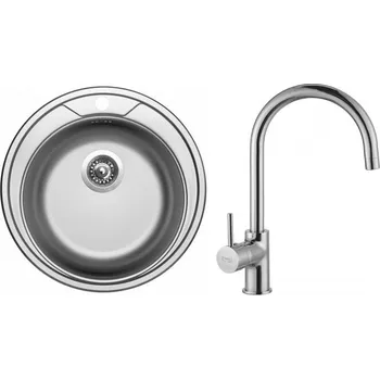 Nerezový dřez Set Sinks ROUND 510 V matný+ baterie Baterie: VITALIA