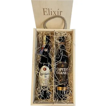 Rum Legendario elixir 0,7 l + Capitan Bucanero 0,7 l + dárková kazeta