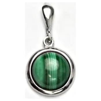 Přívěsek Zlatý přívěsek, přírodní Malachit 10 mm, bílé i žluté zlato, P 1452/22