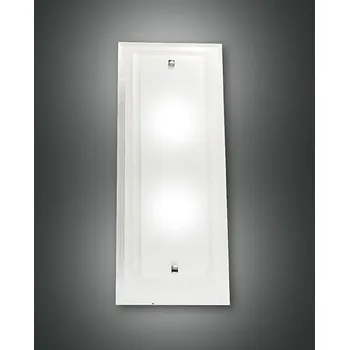 Nástěnné svítidlo Fabas 2957-26-102 Maggie, nástěnné hranaté svítidlo z bílého skla, 2x60W, 50x20cm