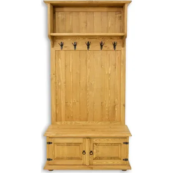 Věšák Drewmax GR700 věšák/botník masiv borovice rustikal (Voskovaný borovicový nábytek)