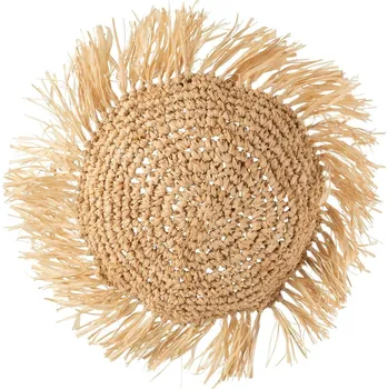 Dekorativní polštářek Dekorační kulatý polštářek z přírodní trávy Raffia natural - 45*15*45 cm