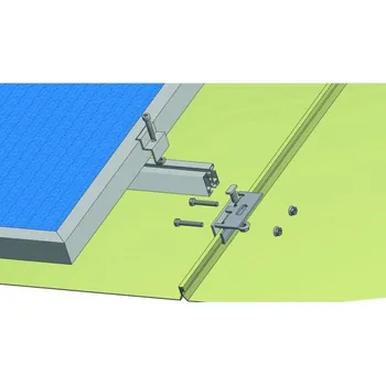 montážní sada pro solární panel Nosná konstrukce FV panelu – šikmá střecha – falcovaný plech Počet FV panelů: 8 panelů, na výšku