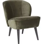 WOOOD Tmavě zelené sametové křeslo Norma