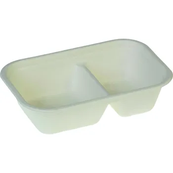 Jednorázové nádobí naturesse Jídelní boxy | 2 sekce | 1000 ml | Kompostovatelné | Z cukrové třtiny Balení: 125 Ks
