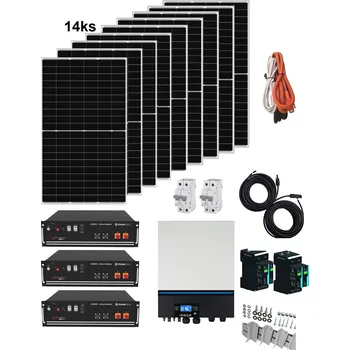 solární set Solární set Sunset Kombi 5390 - 1f 230V 5390Wp/h Lithiová baterie 10,8kWh měnič 8000W kombi MPPT s možností napojení sítě 230VAC nebo agregátu (Solární sestava 230V/5390Wp s Lithiovými bateriemi Pylontech US3000C)