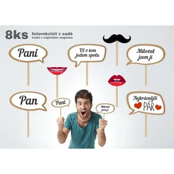 Party dekorace Fotorekvizity SET XI. - svatební - sada 8 ks