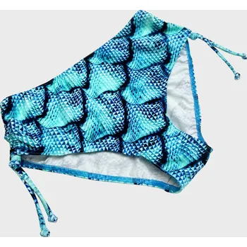 Dámské plavky VFstyle Spodní díl plavek s vysokým pasem Caroline šupinky tyrkysové Velikost: 4XL