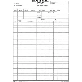 Tiskopis Tiskopis Skladní karta - v množství/Kč