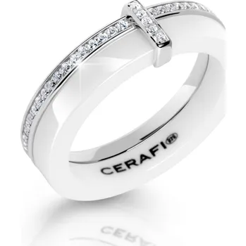 Prsten Cerafi Keramický prsten se zirkony Binomio Bianco 904 Velikost: 54
