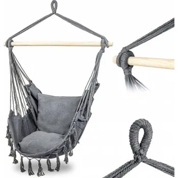 Houpací síť Zolta Houpací závěsné křeslo + polštáře šedé