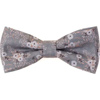 Motýlek Motýlek Avantgard s kapesníčkem - šedý s květy