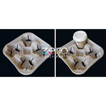 Jednorázové nádobí Podnos papírový na 4 kávy