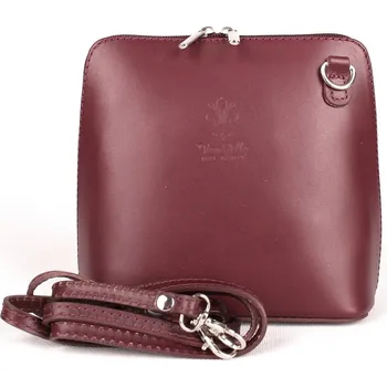 Kabelka Tmavěvínová až fialová malá kožená crossbody kabelka no. 55