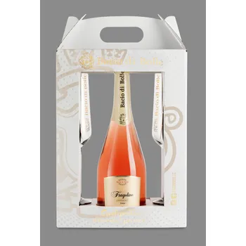 Bacio Di Bolle Fragoline - růžové šumivé víno - Jahoda 7% 0,75l (dárkové balení 2 sklenič