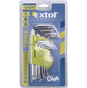 Klíč L-klíče TORX, sada 9ks, T 10-50, krátké