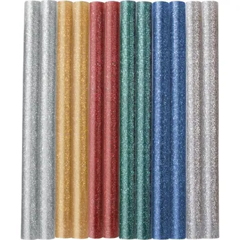 Tavná pistole tyčinky tavné, mix barev se třpytem (glitter), pr.7,2x100mm, 12ks