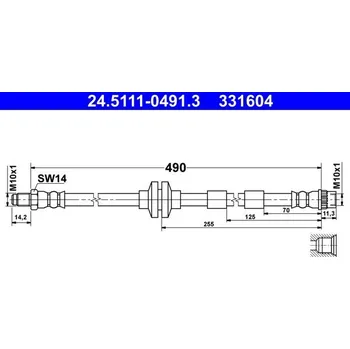Brzdový systém Brzdová hadice ATE 24.5111-0491.3