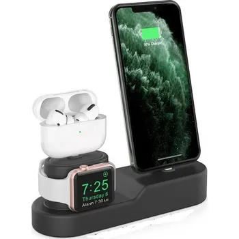 Mobilní telefon Držák na mobilní telefon AhaStyle stojan pro Airpods, iPhone a iWatch černá