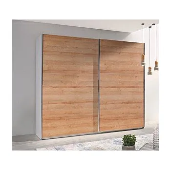 Šatní skříň Skříň LUXOR 25 šatní, 244cm korpus bílý - dveře dub riviera