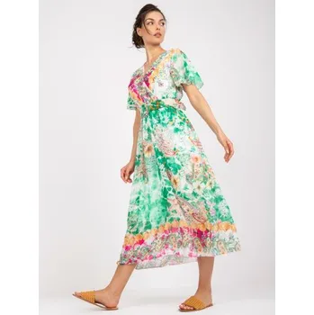 Dámské šaty Dámské šaty s potisky a krátkými rukávy midi RAINA zelené