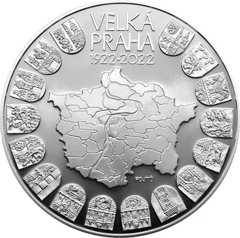 Česká mincovna Stříbrná mince 10000 Kč Založení Velké Prahy 2022 standard 1 kg