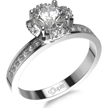 Prsten Couple, Nepřehlédnutelný zásnubní prsten Padmé, bílé zlato se zirkony, vel. 54, prům. 17.2 mm, 585-52-1-0513.1B00.0.54.001