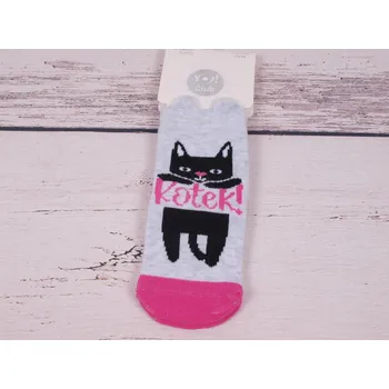 Ponožky YO SKC3D s šedorůžové s kočkou velikosti ponožek: 11-12 ( EUR vel. 17-19)