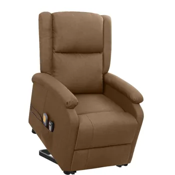 Masážní křeslo vidaXL Masážní zvedací polohovací křeslo textilní hnědé