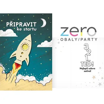 Přání s textem narozeninové + obálka - raketa