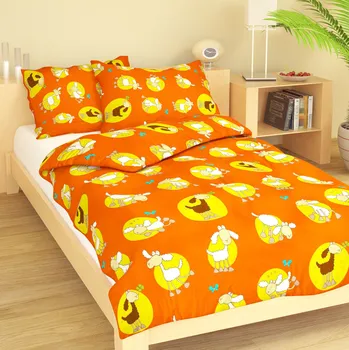 Povlečení Dětské krepové povlečení Ovečky oranžové Uzávěr: Mandlovací knoflík