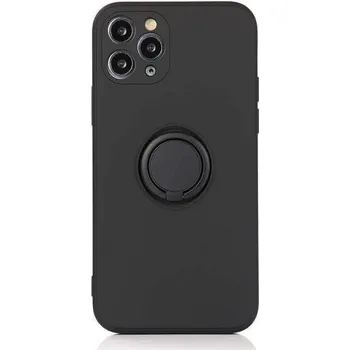 Pouzdro na mobilní telefon Silikonový ochranný obal s držákem na prst Apple iPhone 7 - černý