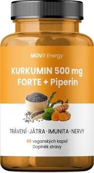 Přírodní produkt MOVit Energy Kurkumin 500 mg Forte + Piperin 60 cps.