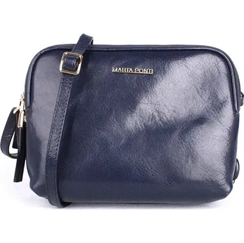 Tříoddílová luxusní dámská kožená crossbody kabelka Marta Ponti A17 tmavěmodrá