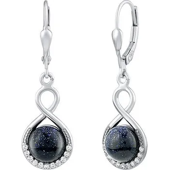 Náušnice Stříbrné náušnice visací s modrým slunečním kamenem JST14710EBG