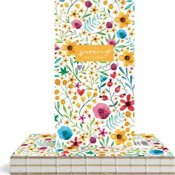 Drasca Art EOOD Drasca Zápisník Spring Flower garden 100 g/m2 96 listů 9,4 × 17,2 cm obal bílý s květinami
