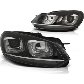 Autodíl Tuning Tec Přední světla VW GOLF 6 08-12 U-TYPE černé CHROME LINE DRL